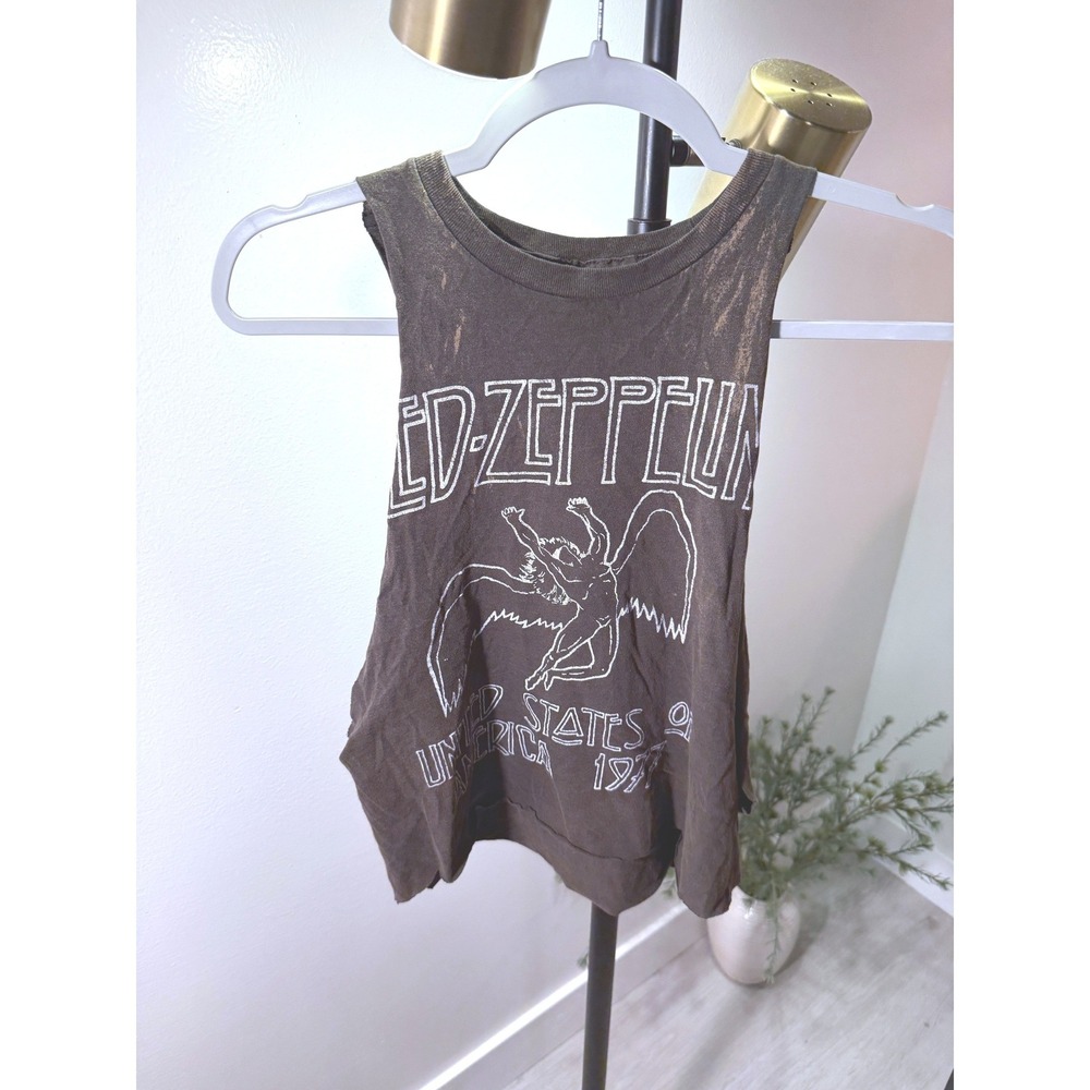 Led Zeppelin band tee collectors classic 1977 Muscle Tank Faded Black Small guc